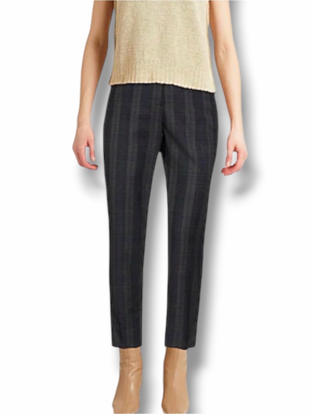 Peserico Virgin Wool Tartan Plaid Cuffed Pants Size 40 US 4
